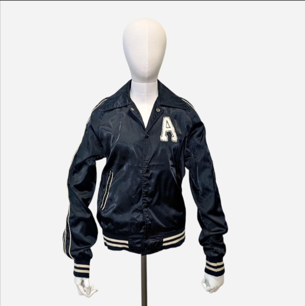 Vintage 1950’s Satun Letterman Varsity Jacket Small Black and white